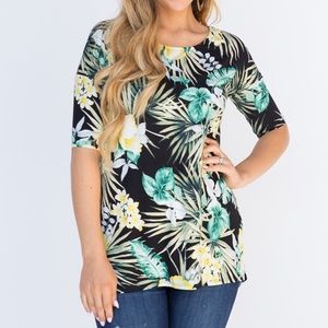 Agnes & Dora M Hi-Lo Tee Tropical Floral